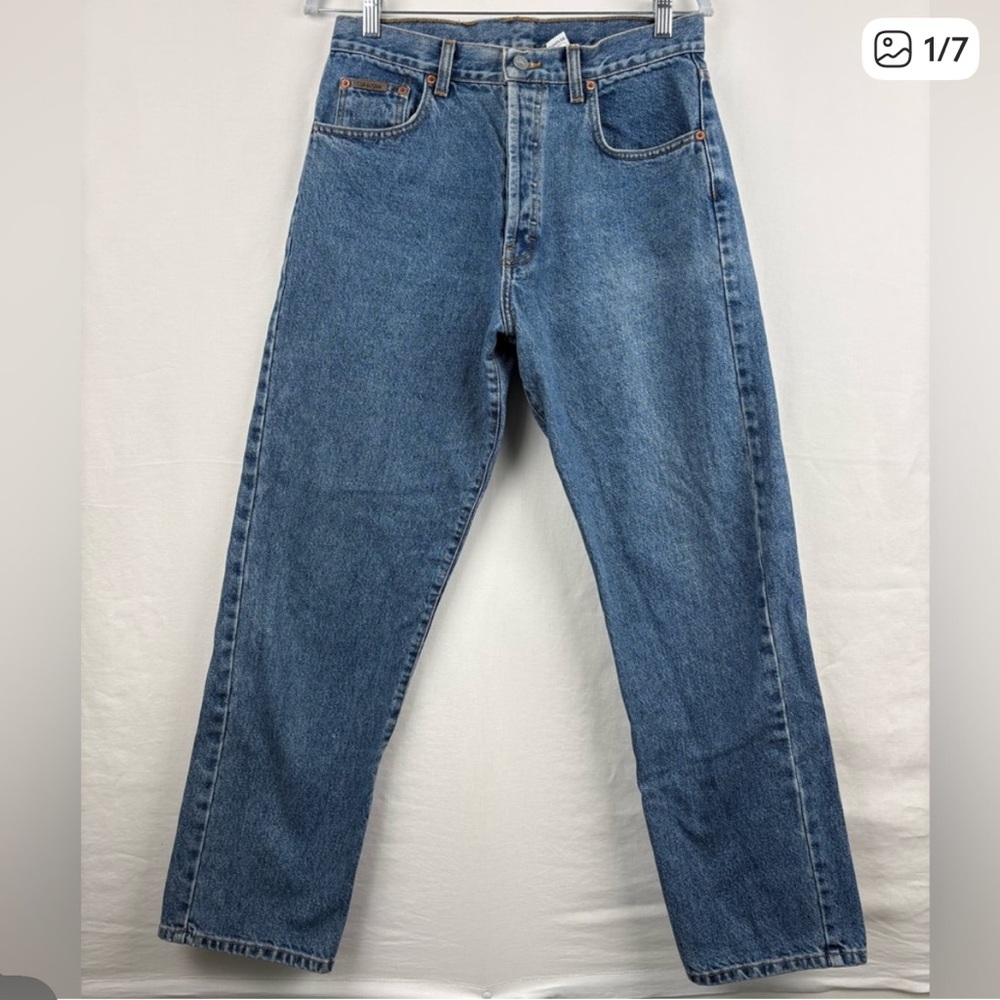 Calvin Klein  Straight Jeans in Blue Denim with Copper Rivets